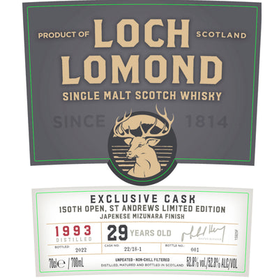 Loch Lomond The 150th Open Mizunara Exclusive Cask 29 Year Old - Goro's Liquor