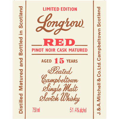 Longrow Red 15 Year Old Pinot Noir Cask Matured Scotch - Goro's Liquor
