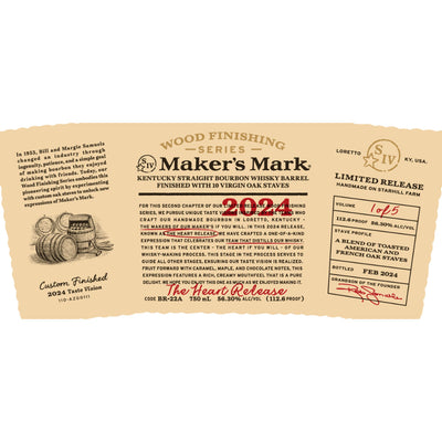 Maker’s Mark Wood Finishing Series 2024 The Heart Release - Goro's Liquor