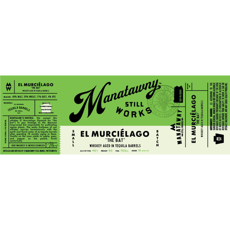 Manatawny Still Works El Murciélago Whiskey Aged In Tequila Barrels - Goro&