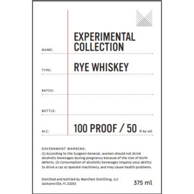 Manifest Distilling Experimental Collection Rye Whiskey - Goro's Liquor
