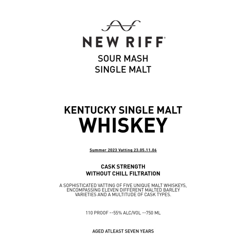 New Riff Sour Mash Kentucky Single Malt Whiskey - Goro&