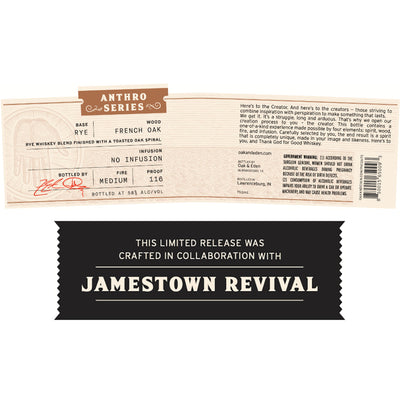 Oak & Eden Anthro Series Jamestown Revival Rye - Goro's Liquor