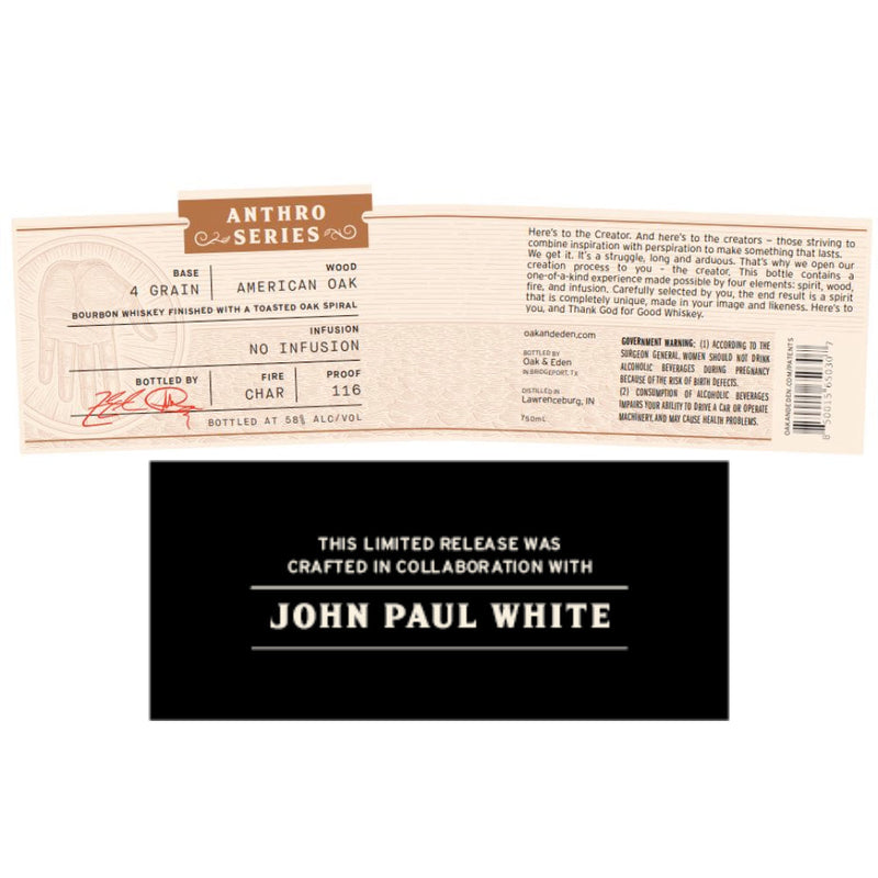 Oak & Eden Anthro Series John Paul White 4 Grain Bourbon - Goro&