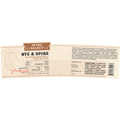 Oak & Eden Rye & Spire Single Barrel French Oak - Goro's Liquor
