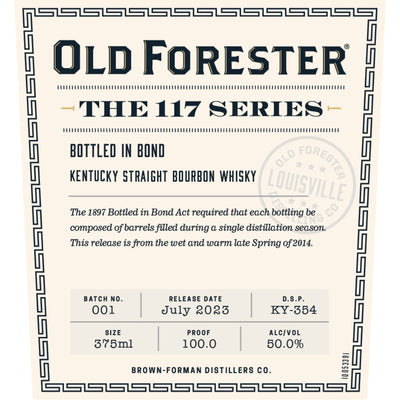 Old Forester 117 Series Bottled in Bond Kentucky Straight Bourbon 2024 Release - Goro's Liquor