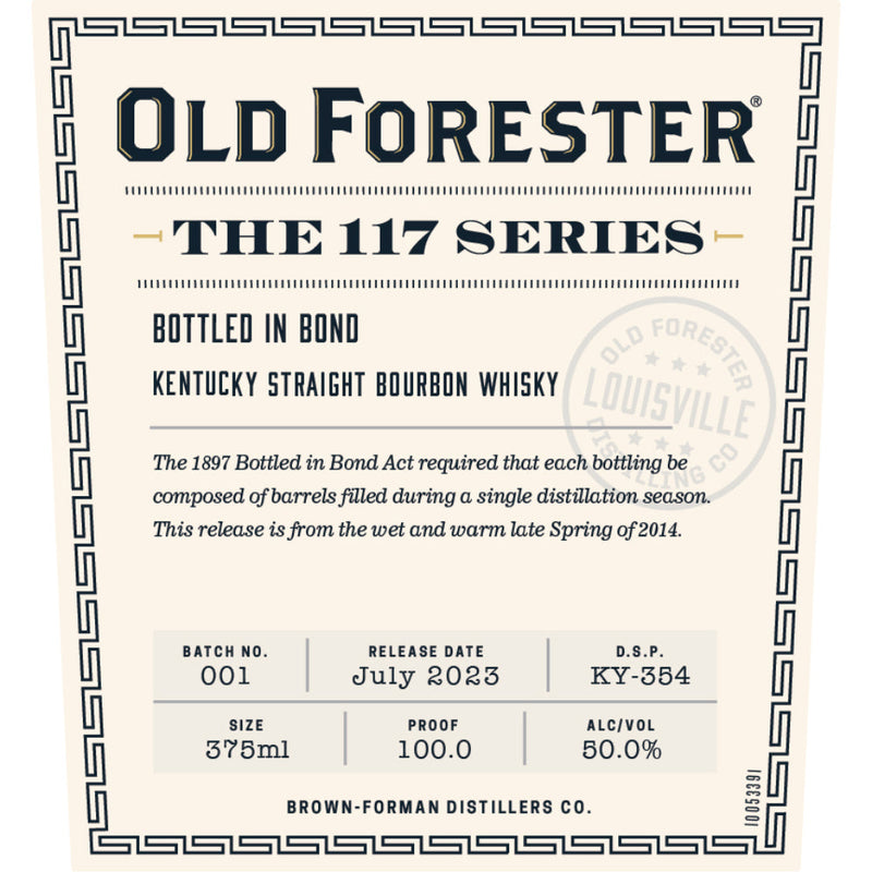 Old Forester 117 Series Bottled in Bond Kentucky Straight Bourbon 2024 Release - Goro&