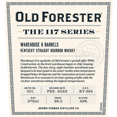 Old Forester 117 Series Warehouse H Kentucky Straight Bourbon - Goro's Liquor