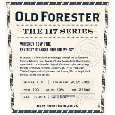 Old Forester The 117 Series Whiskey Row Fire Bourbon - Goro's Liquor