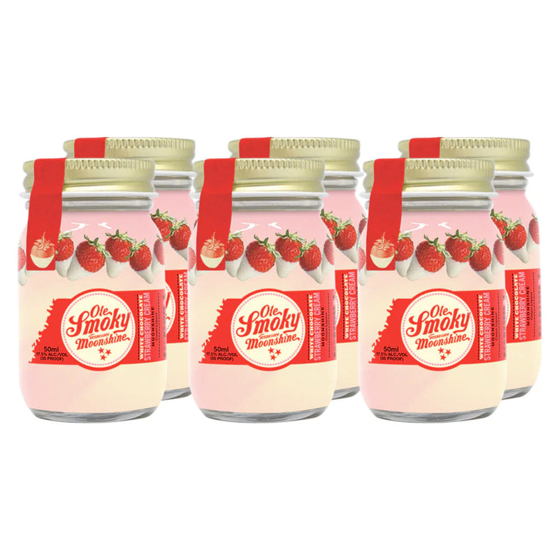 Ole Smoky White Chocolate Strawberry Cream Moonshine 50mL 6pk - Goro&