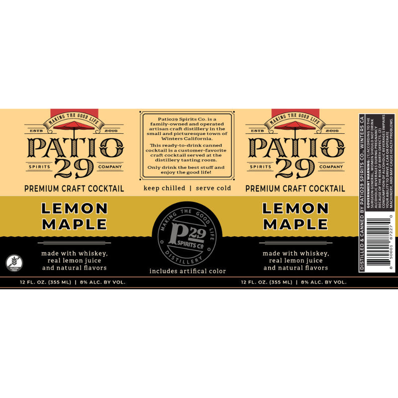Patio29 Lemon Maple Canned Cocktail - Goro&