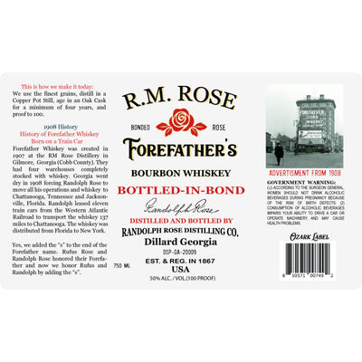 R.M. Rose Forefather’s Bottled in Bond Bourbon - Goro's Liquor