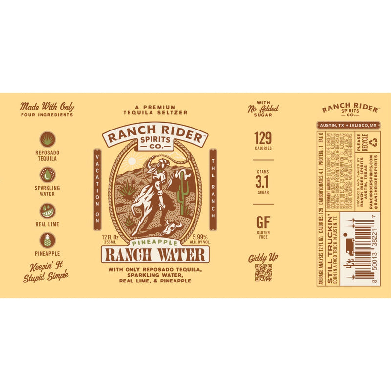 Ranch Rider Pineapple Ranch Water 4PK - Goro&