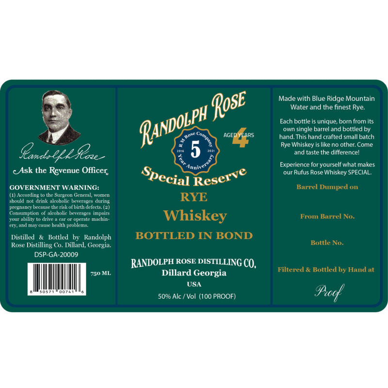 Randolph Rose Special Reserve Bottled in Bond Rye - Goro&