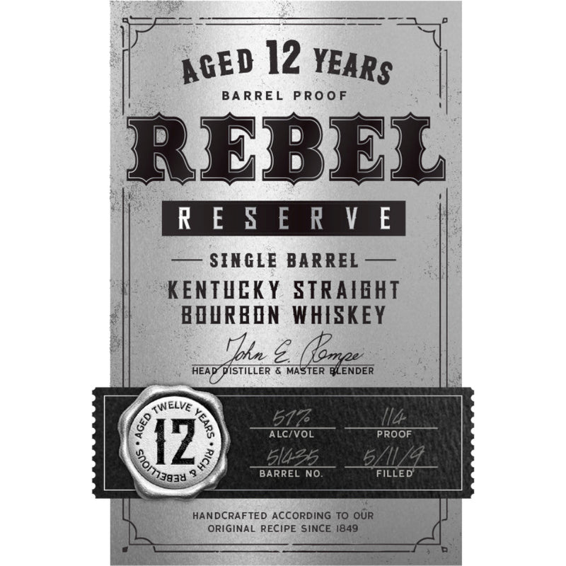 Rebel Reserve 12 Year Old Single Barrel Kentucky Straight Bourbon - Goro&