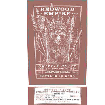 Redwood Empire Grizzly Beast Straight Bourbon Batch 003 - Goro's Liquor