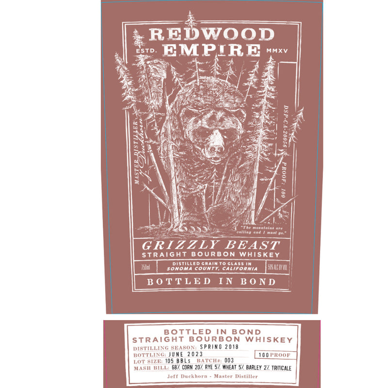 Redwood Empire Grizzly Beast Straight Bourbon Batch 003 - Goro&