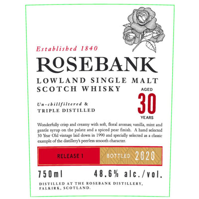 Rosebank 30 Year Old Vintage Release #1 Bottled In 2020 - Goro's Liquor