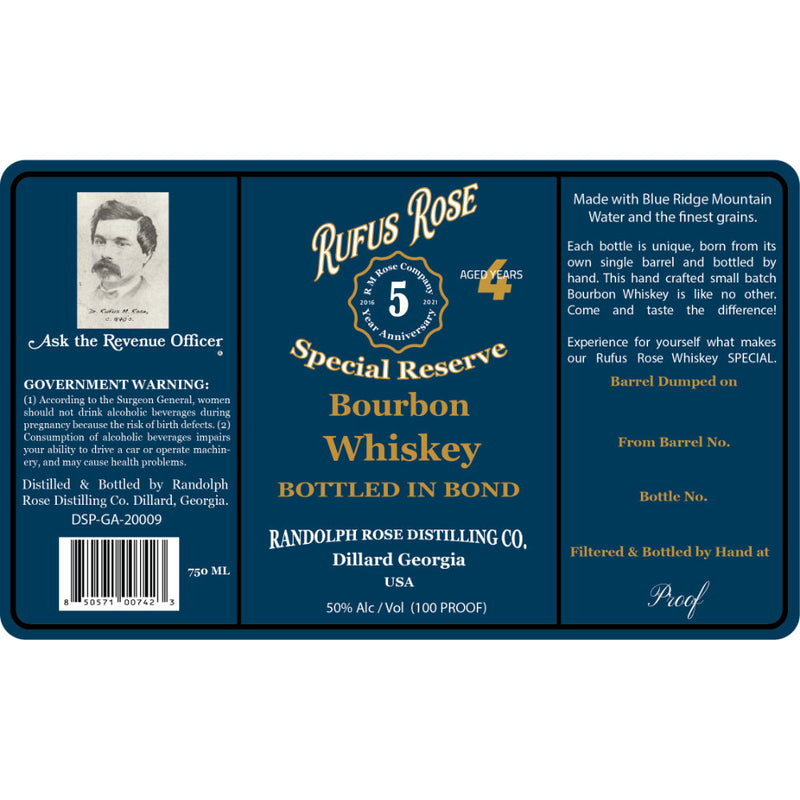 Rufus Rose Special Reserve Bottled in Bond Bourbon - Goro&