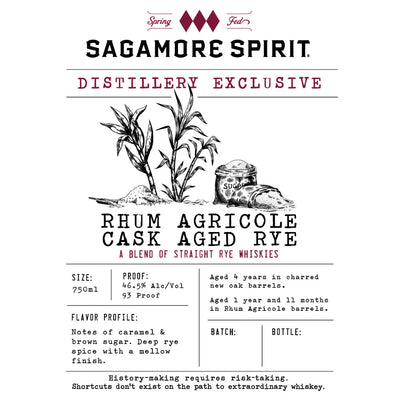 Sagamore Spirit Distillery Exclusive Rhum Agricole Cask Aged Rye - Goro's Liquor