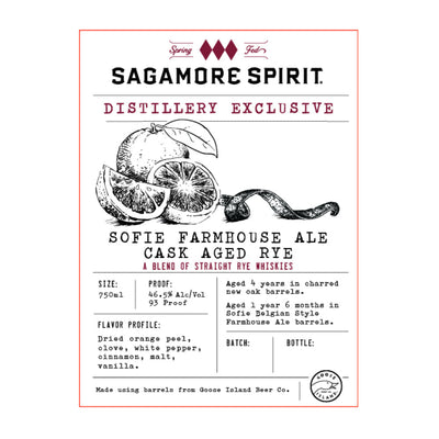 Sagamore Spirit Distillery Exclusive Sofie Farmhouse Ale Cask Aged Rye - Goro's Liquor