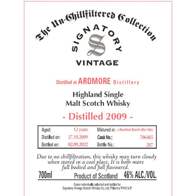 Signatory The Un-Chillfiltered Collection 12 Year Old Ardmore 2009 - Goro's Liquor