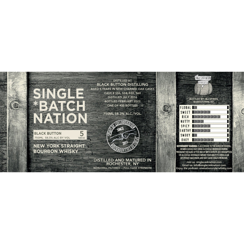 Single Batch Nation Black Button 5 Year Old New York Bourbon - Goro&