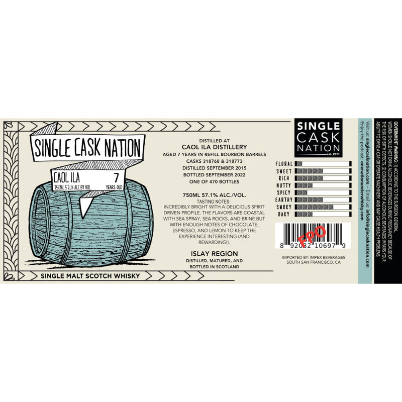 Single Cask Nation 7 Year Old Caol Ila 2015 - Goro&