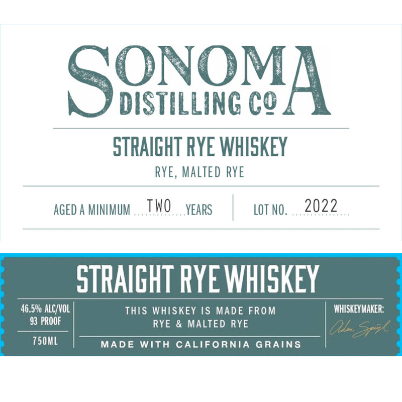 Sonoma Distilling Straight Rye Whiskey - Goro&