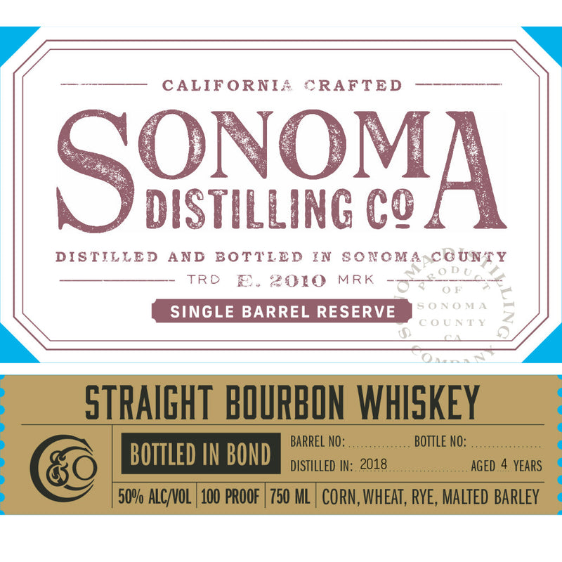 Sonoma Single Barrel Reserve Bottled in Bond Straight Bourbon - Goro&