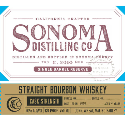 Sonoma Single Barrel Reserve Cask Strength Straight Bourbon - Goro's Liquor