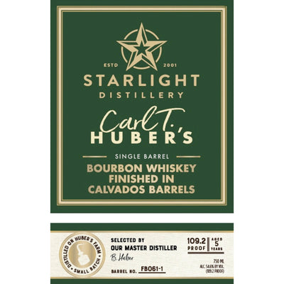 Starlight 5 Year Old Carl T. Huber Bourbon Finished in Calvados Barrels - Goro's Liquor