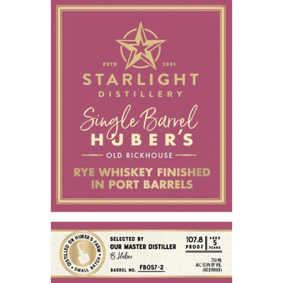 Starlight 5 Year Old Single Barrel Rye Finished In Port Barrels - Goro's Liquor