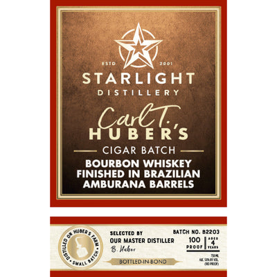 Starlight Huber's Bottled in Bond Cigar Batch Bourbon - Goro's Liquor