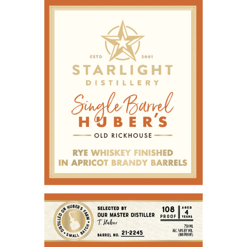 Starlight Rye Whiskey Finished in Apricot Brandy Barrels - Goro&