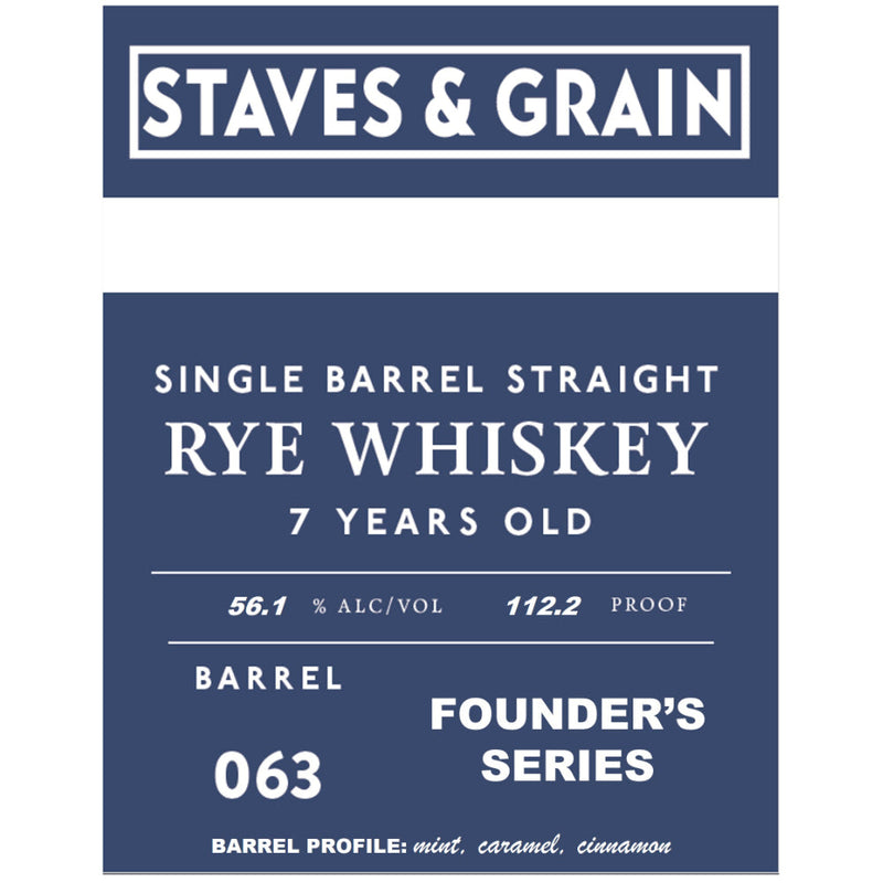 Staves & Grain Founder’s Series 7 Year Old Straight Rye - Goro&