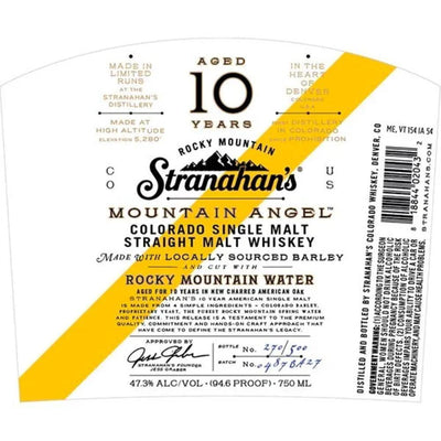 Stranahan’s Mountain Angel 10 Year Old Whiskey American Whiskey Stranahan's