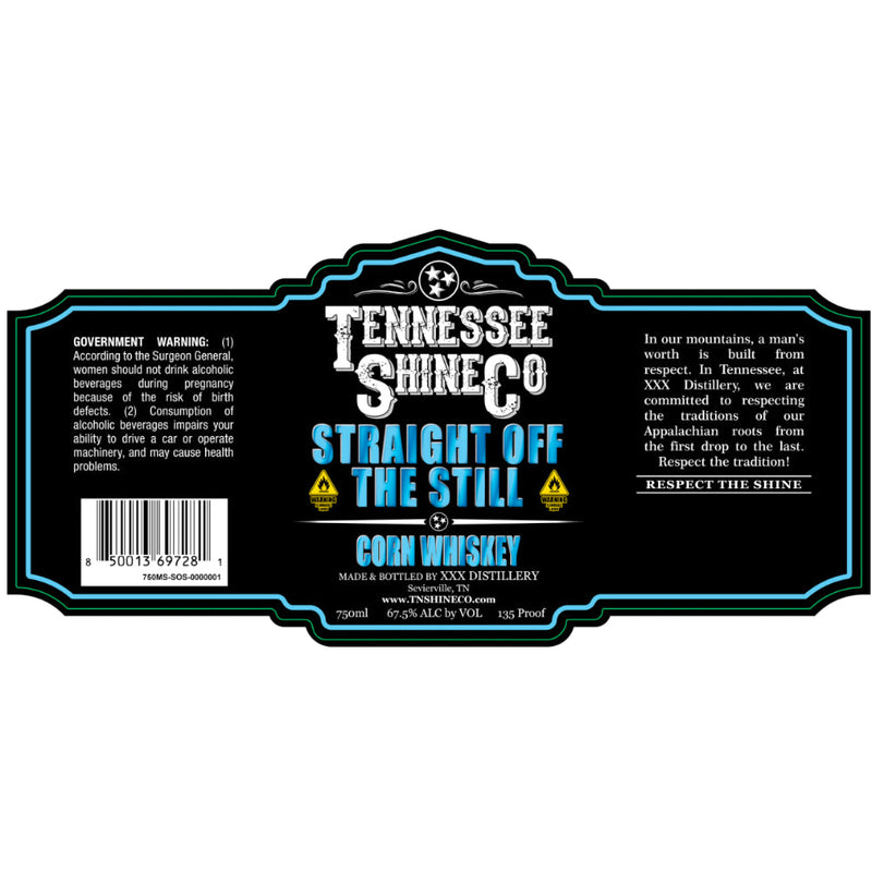 Tennessee Shine Co Straight Off The Still Corn Whiskey - Goro&