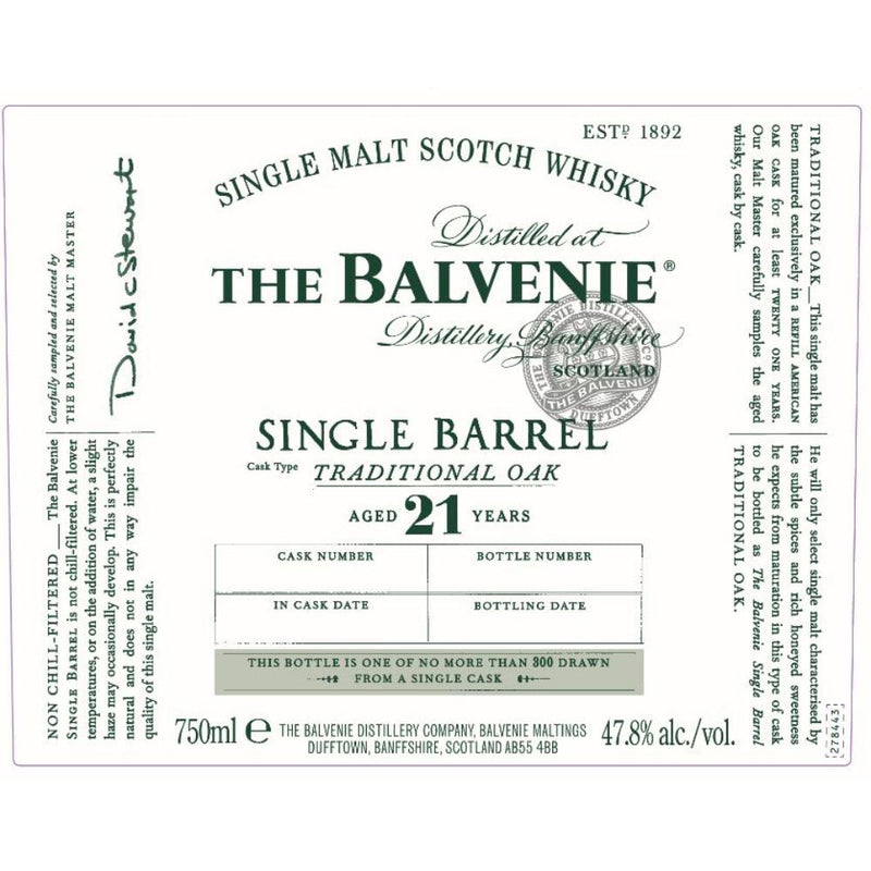 The Balvenie Single Barrel Traditional Oak 21 Year Old - Goro&