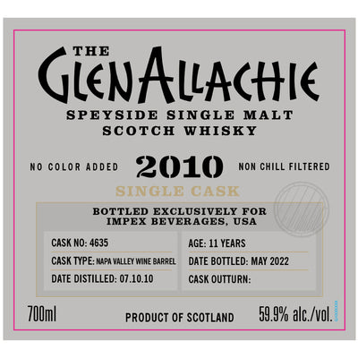 The GlenAllachie 2009 11 Year Napa Valley Wine Barrel Single Cask #4635 - Goro's Liquor
