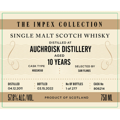 The ImpEx Collection Auchroisk Distillery 10 Year Old - Goro's Liquor