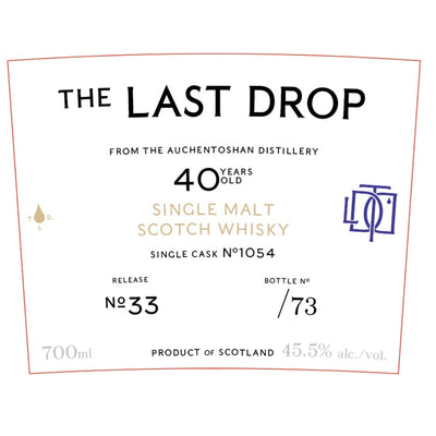 The Last Drop 40 Year Old Auchentoshan Distillery Single Malt Scotch - Goro's Liquor