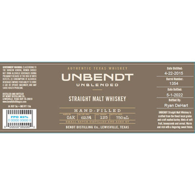 UNBENDT Straight Malt Whiskey - Goro's Liquor
