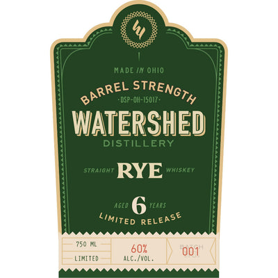 Watershed 6 Year Old Barrel Strength Rye - Goro's Liquor