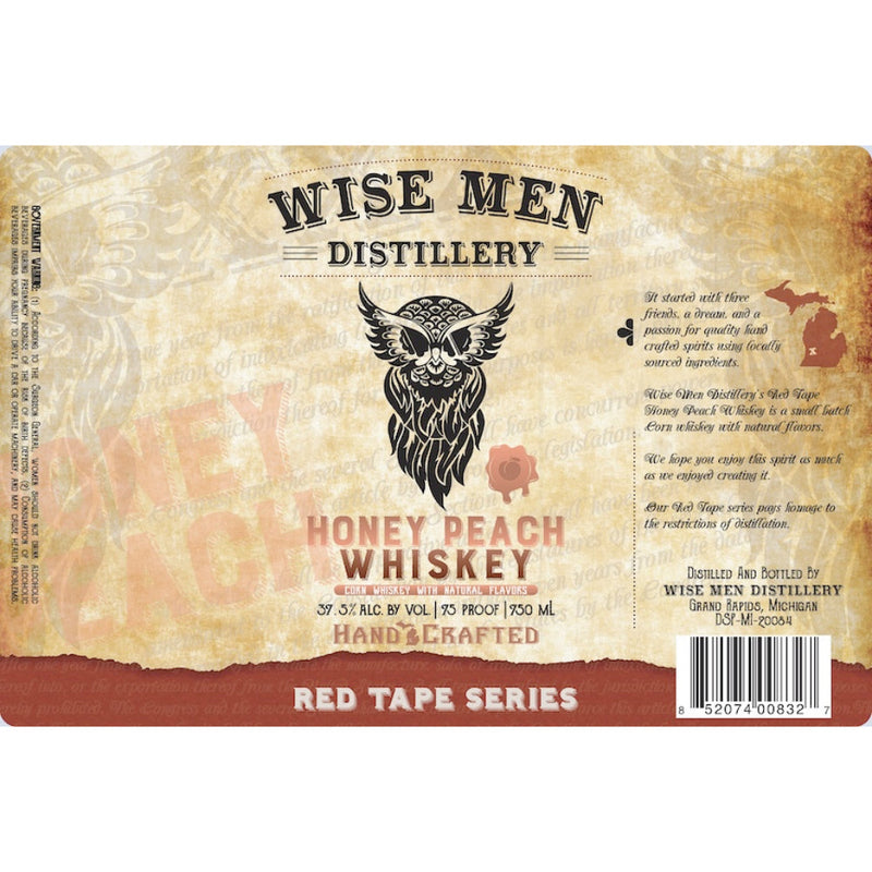 Wise Men Distillery Red Tape Honey Peach Whiskey - Goro&