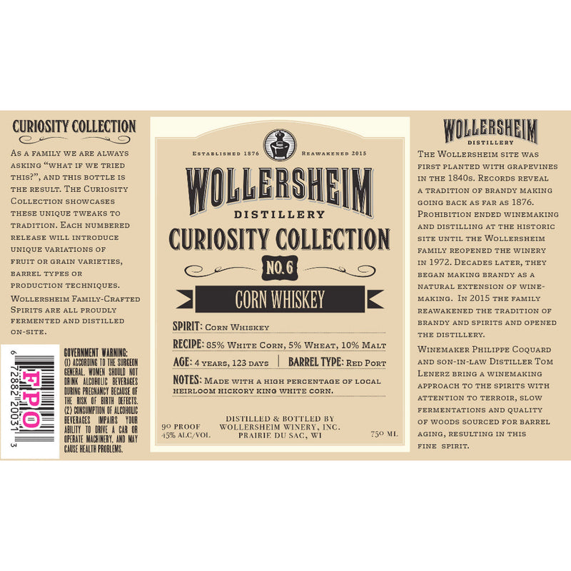 Wollersheim Curiosity Collection No. 6 Corn Whiskey - Goro&