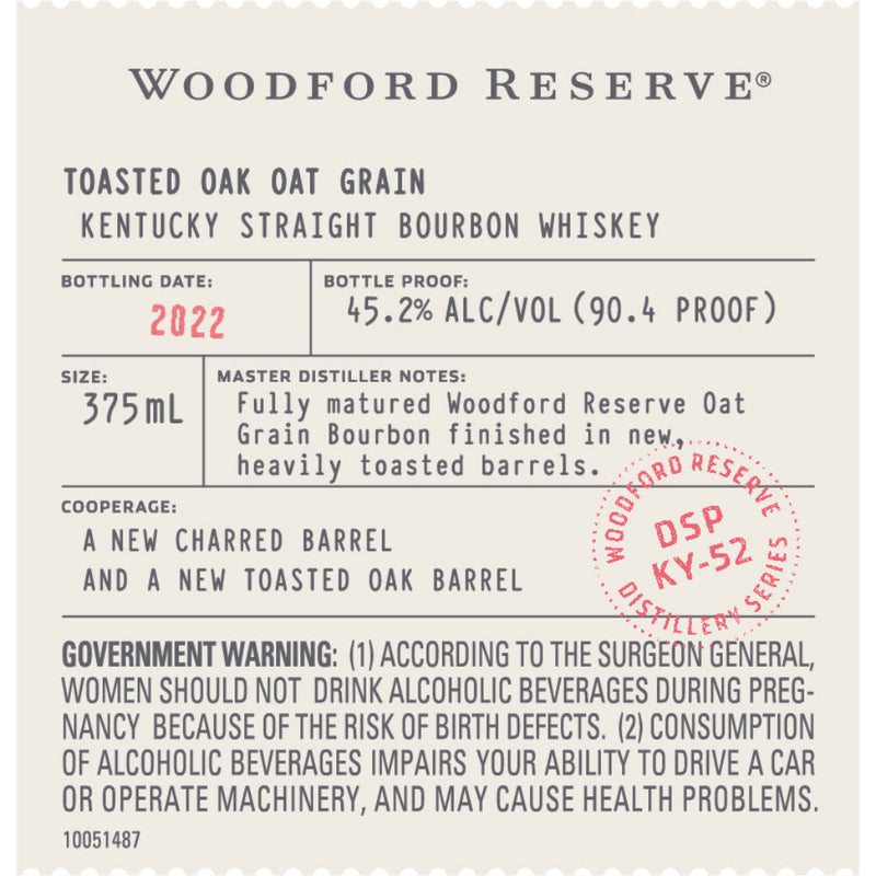 Woodford Reserve Toasted Oak Oat Grain Bourbon - Goro&