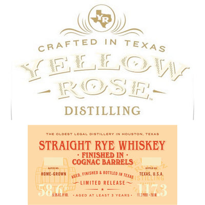 Yellow Rose Distilling Straight Rye Finished In Cognac Barrels - Goro's Liquor