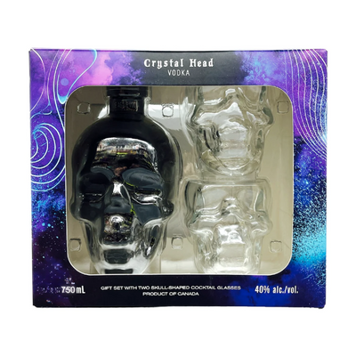 Crystal Head Black Onyx Vodka Gift Set With 2 Skull Cocktail Glasses Vodka Crystal Head Vodka   