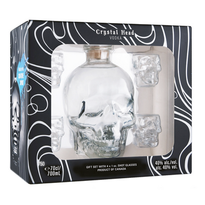 Crystal Head Vodka Gift Set With 4 Skull Shot Glasses Vodka Crystal Head Vodka   
